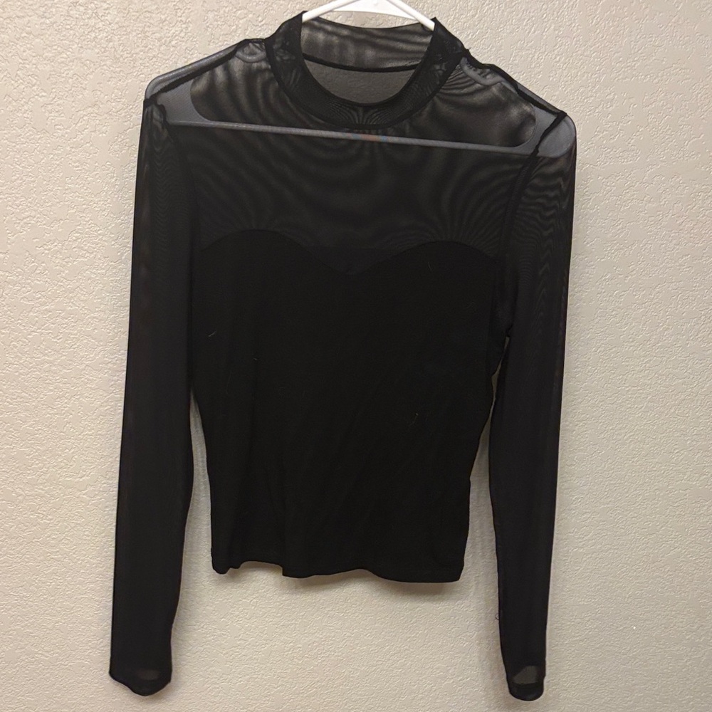 Elegant Black Sheer Women's Top
